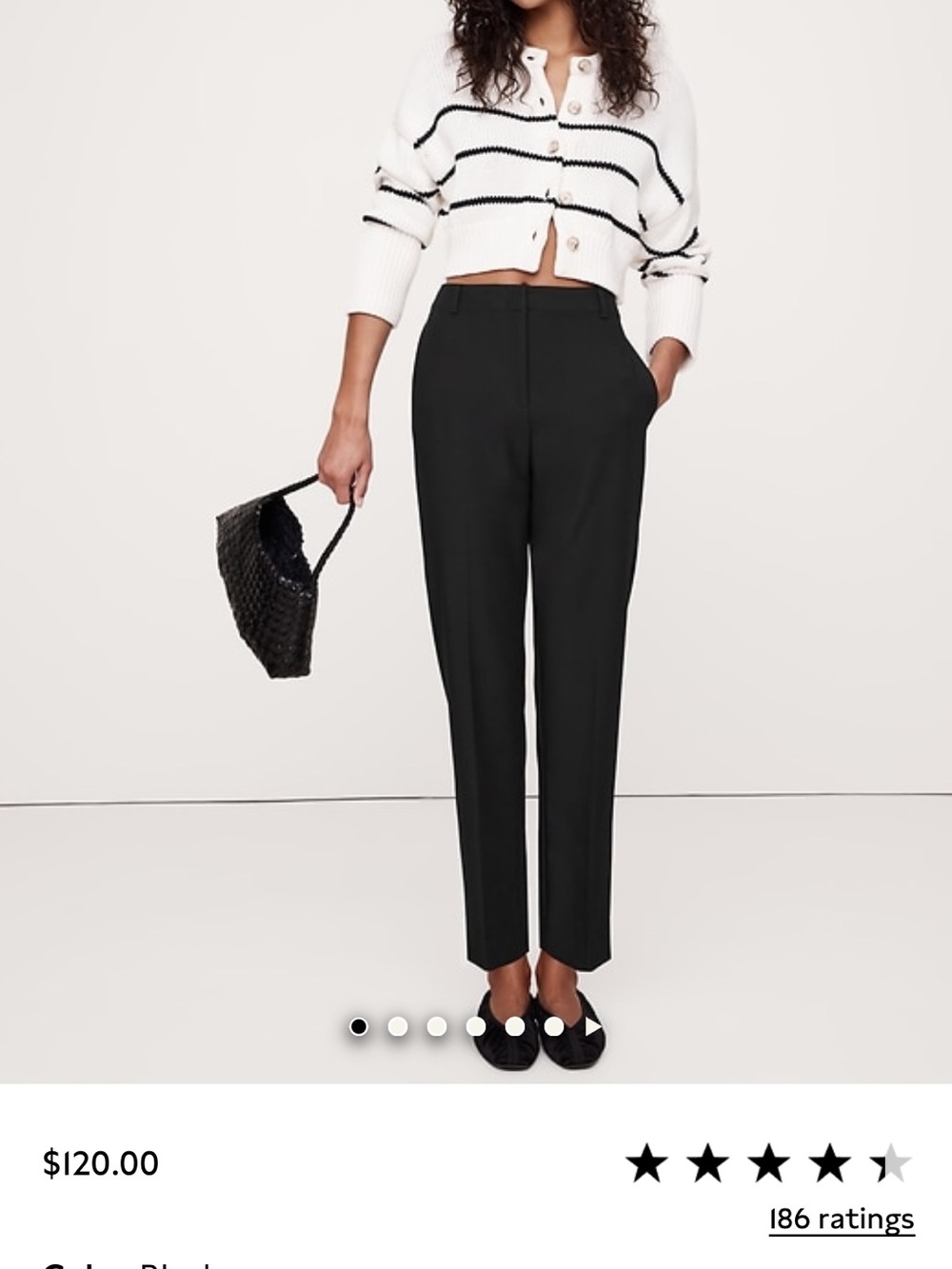 Banana Republic Black Straight-Leg Trousers 4L NWOT